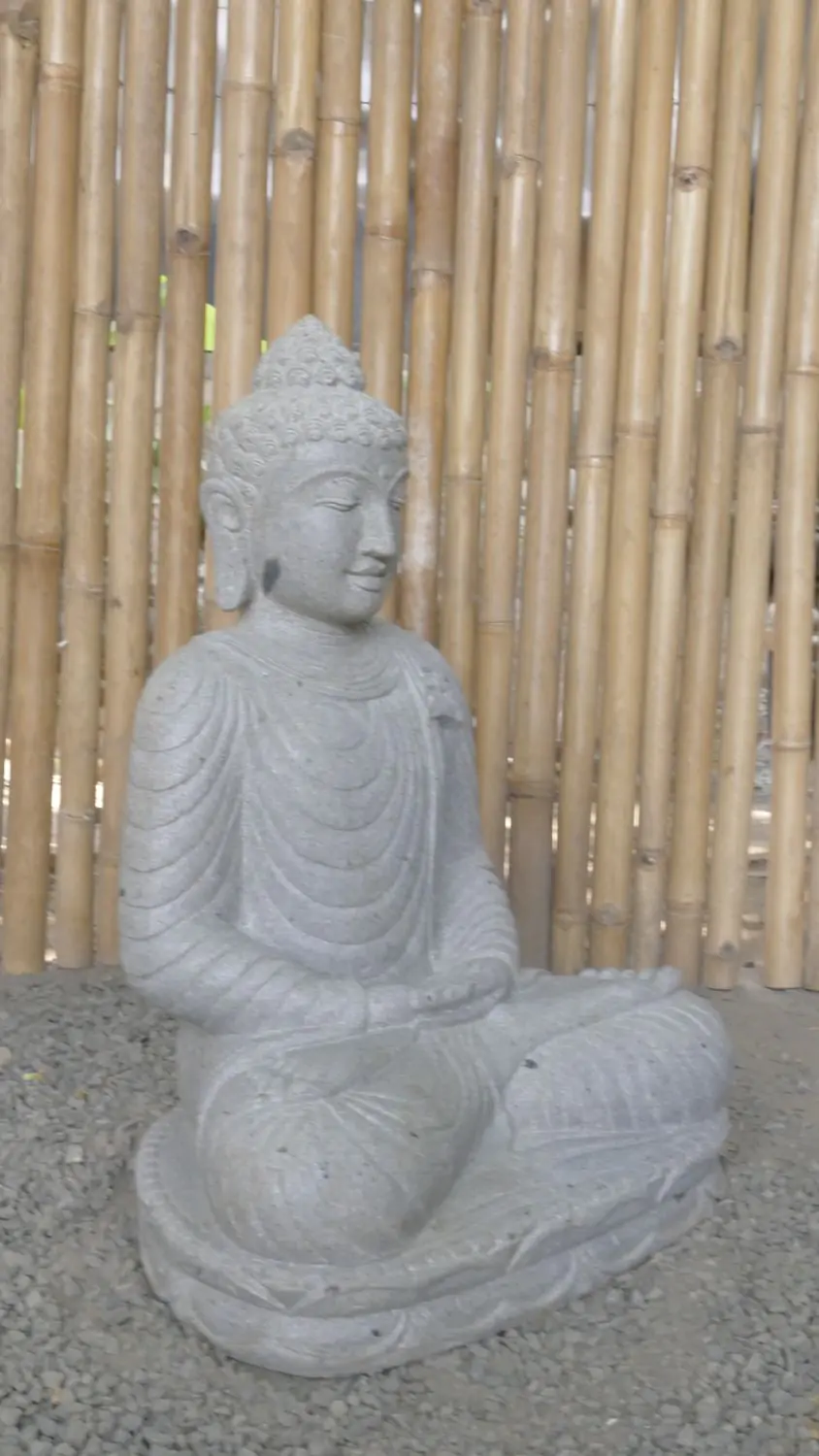  Product image 2 of the product “Seated Buddha made of Riverstone in Dhyana position - gesture of meditation, 62cm height, natural ”